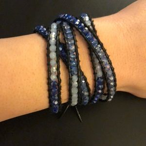 Blue crystal wrap bracelet